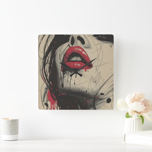 彼女 スクエア壁時計 (ホーム)