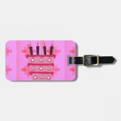 彼女/女の子の誕生日に花のケーキ アートプリント ラゲッジタグ (正面横)