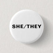 彼女,彼ら,ジェンダー代名詞白黒Lgbtqプライド 缶バッジ (正面)