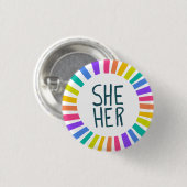彼女/彼女の代名詞レインボーハンドレットプライド 缶バッジ (正面&裏面)