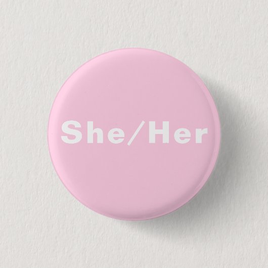 彼女,彼女,ジェンダー代名詞Lgbtqライトピンクプライド 缶バッジ (正面)
