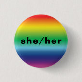 彼女,彼女,代名詞Lgbtプライドレインボーカラー 缶バッジ (正面)