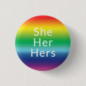 彼女，彼女，彼女の代名詞Lgbtプライドレインボー 缶バッジ (正面)