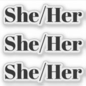 彼女、彼女、黒い文字 – 1枚につき3シール シール (正面)