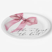 彼女、結婚するのよ ピンクボウ ブライダルシャワー ペーパープレート (アングル)