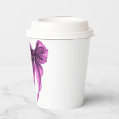 彼女、結婚式の準備を始める パープルリボン ブライダルシャワー 紙コップ (裏面)