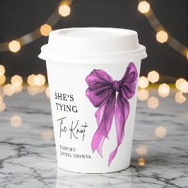 彼女、結婚式の準備を始める パープルリボン ブライダルシャワー 紙コップ