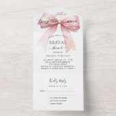 彼女、結婚式の準備中 ピンクのブライダルシャワー 招待状の返信 オールインワン招待状 (内側)