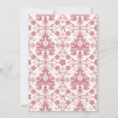 彼女、結婚式の準備中！ピンクの弓のブライダルシャワー 招待状 (裏面)