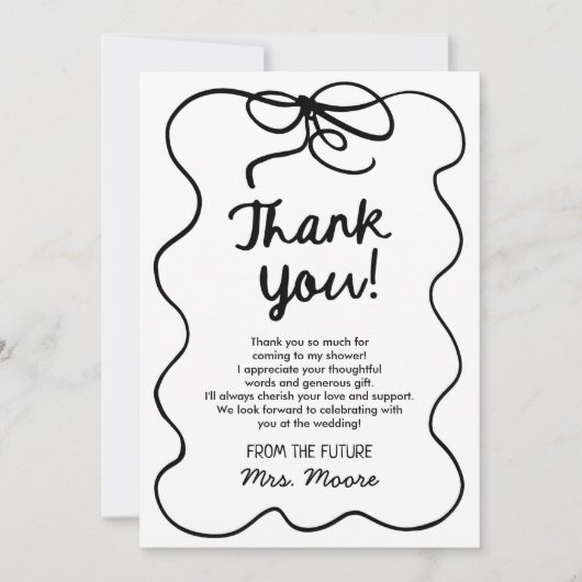 彼女、結婚式の準備中！　遊び心あふれるウェディングシャワーパーティ サンキューカード (正面)