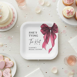 彼女、赤いリボンで結ばれる ブライダルシャワー ペーパープレート