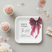彼女、赤いリボンで結ばれる ブライダルシャワー ペーパープレート
