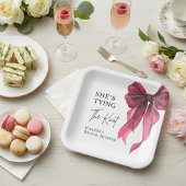 彼女、赤いリボンで結ばれる ブライダルシャワー ペーパープレート