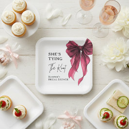 彼女、赤いリボンで結ばれる ブライダルシャワー ペーパープレート