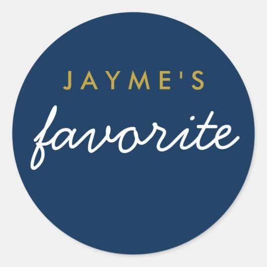 "彼女"間引きお気に入りのスナックネイビーブルー金ゴールドホワイト ラウンドシール (正面)