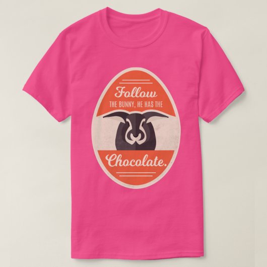 彼後を追はチョコレート・イースターを持っているバニー Tシャツ (デザイン正面)