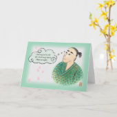 彼日本のまたは彼女のカードのために造幣局の浴衣の男 カード (黄色い花)