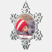 彼来のベビー写真 スノーフレークピューターオーナメント (右)