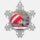 彼来のベビー写真 スノーフレークピューターオーナメント (正面)