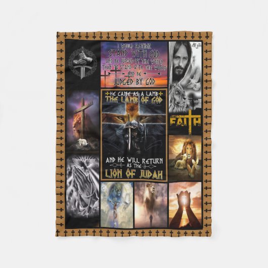 彼来はユダの神のライオンの子羊として フリースブランケット (正面)