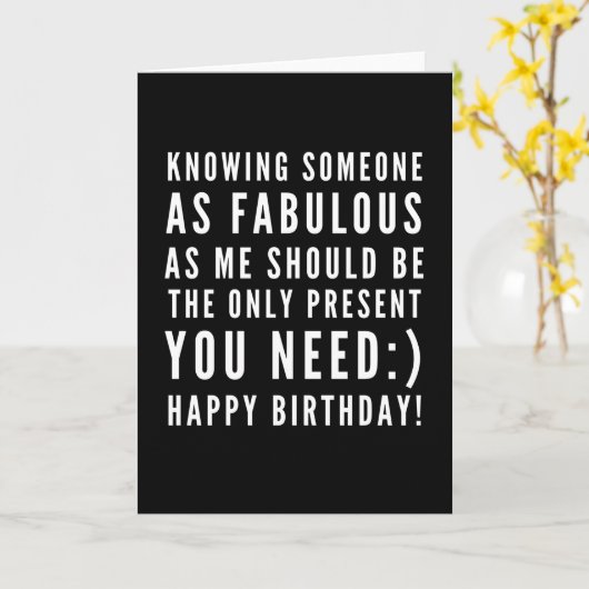 彼氏おもしろいカードへの皮肉な誕生日の願い カード (黄色い花)