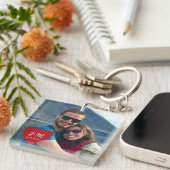 彼氏のガールフレンドのカップルイニシャルの日付写真 キーホルダー (正面右)