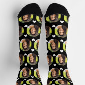 彼氏のガールフレンドの写真ブラックハート ソックス (上部)