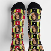 彼氏のガールフレンドの写真Red Black 2トーン ソックス (上部)