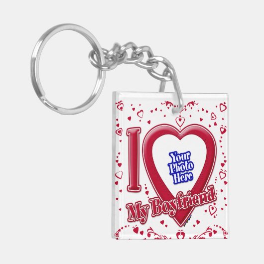 彼氏の写真が大好き赤いハート キーホルダー (正面左)