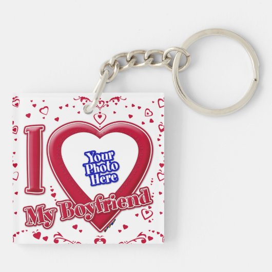 彼氏の写真が大好き赤いハート キーホルダー (裏面)