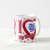 彼氏の写真が大好き赤いハート コーヒーマグカップ (正面右)