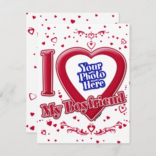 彼氏の写真が大好き赤いハート シーズンカード (正面/裏面)
