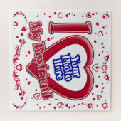 彼氏の写真が大好き赤いハート ジグソーパズル (横)