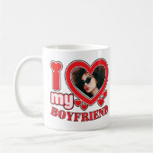 彼氏の写真が大好パーソナライズされたき コーヒーマグカップ (左)