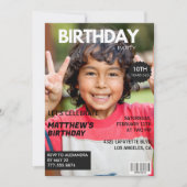 彼氏の10歳の誕生日招待状 雑誌の表紙 招待状 (正面)