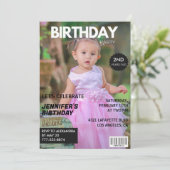 彼氏の2歳の誕生日招待状 雑誌の表紙 招待状 (スタンド正面)