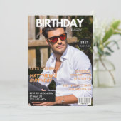 彼氏の31歳の誕生日招待状 雑誌の表紙 招待状 (スタンド正面)