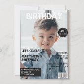 彼氏の4歳の誕生日招待状 雑誌の表紙 招待状 (正面)