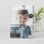 彼氏の4歳の誕生日招待状 雑誌の表紙 招待状 (スタンド正面)