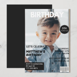 彼氏の5歳の誕生日招待状 雑誌の表紙 招待状