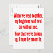 彼氏は私がいなくて死ぬって言ってた ポストカード (正面/裏面)
