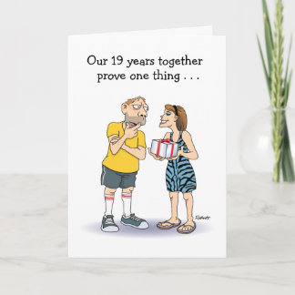 彼氏へのユーモラスな結婚19周年記念カード カード
