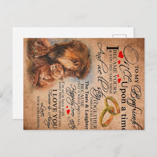 彼氏へのラブコート、彼氏の誕生日プレゼント ポストカード (正面/裏面)