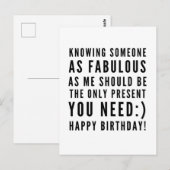 彼氏への面白い皮肉な誕生日メッセージ ポストカード (正面/裏面)