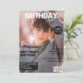 彼氏への14歳の誕生日招待状 雑誌の表紙 招待状 (スタンド正面)