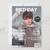 彼氏への20歳の誕生日招待状 雑誌の表紙 招待状 (正面)