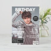 彼氏への20歳の誕生日招待状 雑誌の表紙 招待状 (スタンド正面)