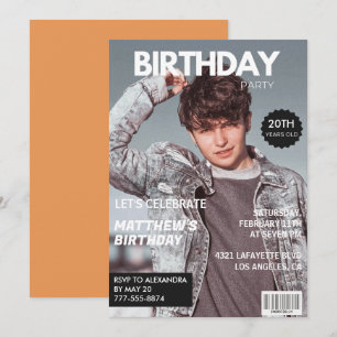 彼氏への20歳の誕生日招待状 雑誌の表紙 招待状
