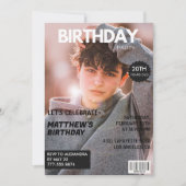 彼氏への20歳の誕生日招待状 雑誌の表紙 招待状 (正面)