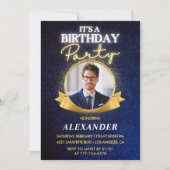 彼氏への30歳の誕生日招待状 男性 バッジ 写真 招待状 (正面)